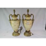Pair of Contemporary electric Lamps in Baluster form with Brass handles and bases