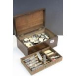 19th Century Pine Specimen type box with numerous Rock & other specimens