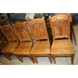 Set of Four Arts and Crafts Style Wooden Chairs