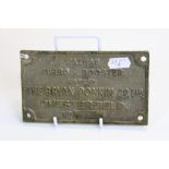 Vintage Brass Plaque Turbo Booster made by The Bryan Donkin Co Ltd