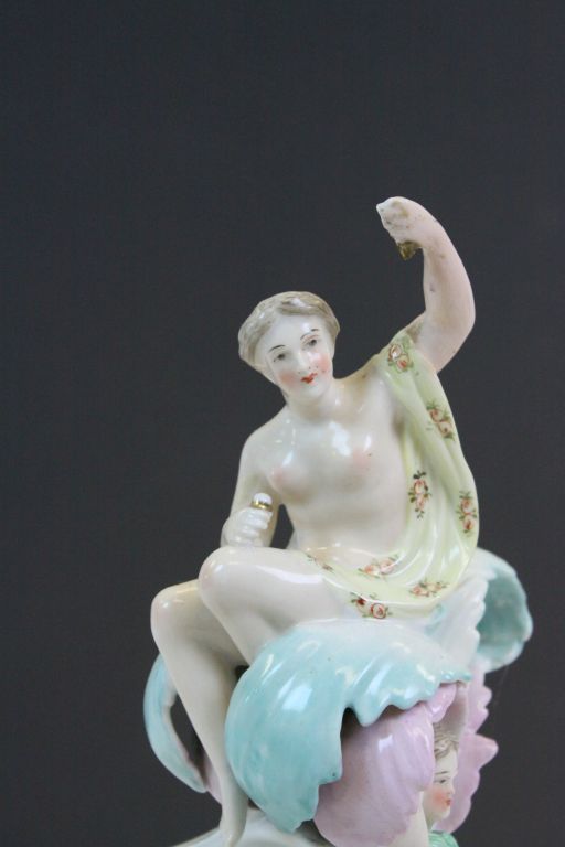 Vintage Continental porcelain centrepiece depicting Cherubs, Dragons and female Nudes, plus - Image 7 of 9