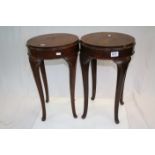 Pair of Early 20th century Mahogany Circular Side / Lamp Tables, 32cms diameter x 52cms high