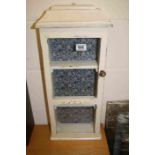 Cream Distressed Finish Hanging Wall Cabinet with Single Glazed Door