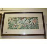 Framed and Glazed Engraving Study of Hummingbirds in a Wild Flower Setting