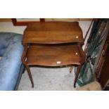 Early 20th century Mahogany Two Tier Side Table with Shaped Top and Slender Supports, 85cms high x