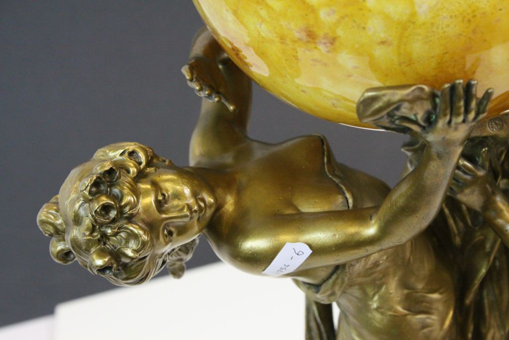 Baccarat gilded bronze sculpture of three maidens dancing with later Glass Globe - Image 2 of 9