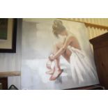 Unframed Oil on canvas of a young Ballet Dancer