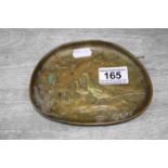 Bronze Trinket Dish depicting Pheasants and marked ' Berndorf ' to base