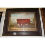 Oil Painting Study of a Hereford Cow in a Country Landscape