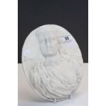 Marble plaque with semi nude Female bust in relief