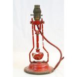 Gimble Lamp with Red Painted Finish and converted to electric