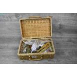 Basket containing a collection of early silver plate livery buttons, brass buttons, early GPO