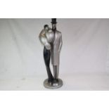 Austin Sculpture Art Deco style Male & Female, with silver and black finish, signed "Le Clerc"