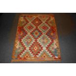 Hand Knotted Chobi Kelim Vegetable Dye Wool Rug, 118cms x 83cms