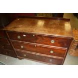 Early 19th century Mahogany Chest of Three Deep Drawers with Drop Ring Handles, raised on bracket