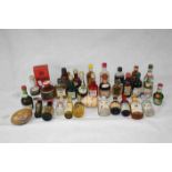 Box of vintage Miniature bottles of Alcohol to include Brandy, Gin & Whisky etc