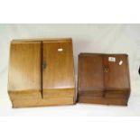 Two vintage Oak Stationary Cabinets, one for restoration the other larger one with integral Calendar