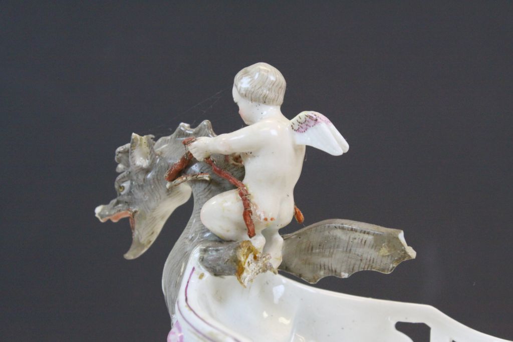 Vintage Continental porcelain centrepiece depicting Cherubs, Dragons and female Nudes, plus - Image 6 of 9