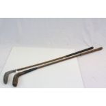 Two Vintage Long Nose Putter Golf Clubs to include Aluminium Head ' Mills ' K Mode 10oz Club and