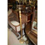 Early Vintage Gilt Brass Standard Lamp with Dolphin Base plus a Large Brass Corinthian Column