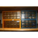 Two sets of stackable plastic multi drawer Cabinets for screws etc