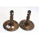 Pair of Georgian Turned Mahogany Candlesticks