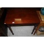 19th century Mahogany Side Table raised on Ringed Turned Legs, 69cms long x 73cms high x 50cms deep