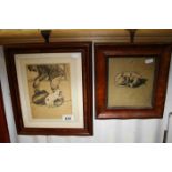 Cecil Aldin, Early 1900's, Two Framed Humorous Print Dog Illustrations