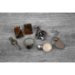 Small collection of silver jewellery and costume jewellery to include a pair of amber earrings,
