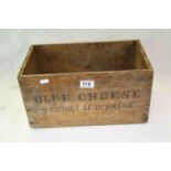 Vintage Wooden ' Danish Blue Cheese ' Crate