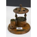 Turned Wooden Pipe stand with match holder and Striking plate