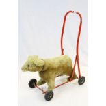 Vintage push along stuffed Bear toy with "Pedigree" label