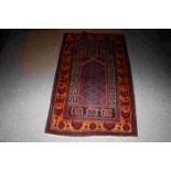 Hand Knotted Old Baluchi Prayer Rug, 130cms x 83cms