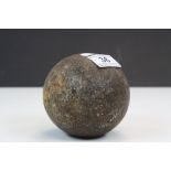 Old Iron Canon Ball with Hole, approx. 11cms