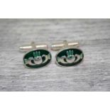 Pair of Silver and Enamel Set Cufflinks