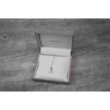 Pearl and diamond 9ct white gold pendant necklace, small eight cut diamond, four claw setting, set