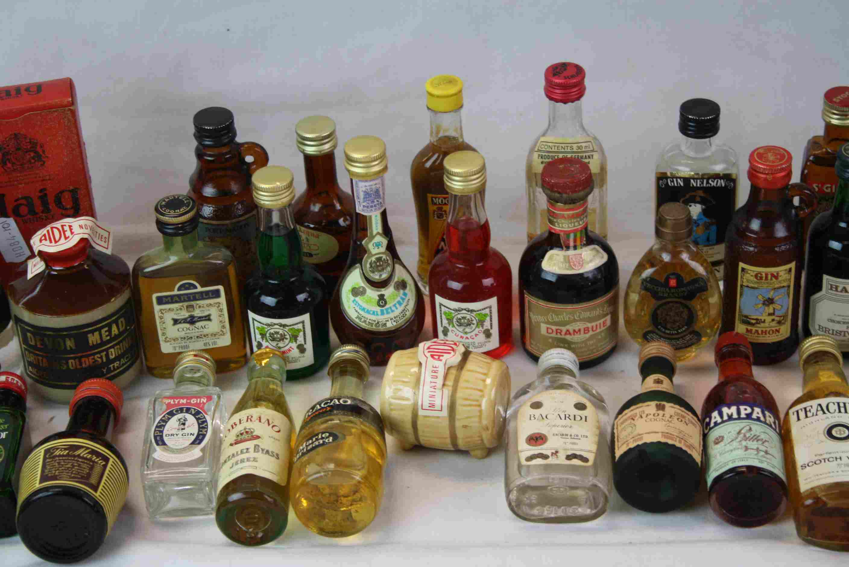Box of vintage Miniature bottles of Alcohol to include Brandy, Gin & Whisky etc - Image 3 of 4