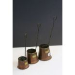 Set of Three Copper Hanging Graduating Cider Measures