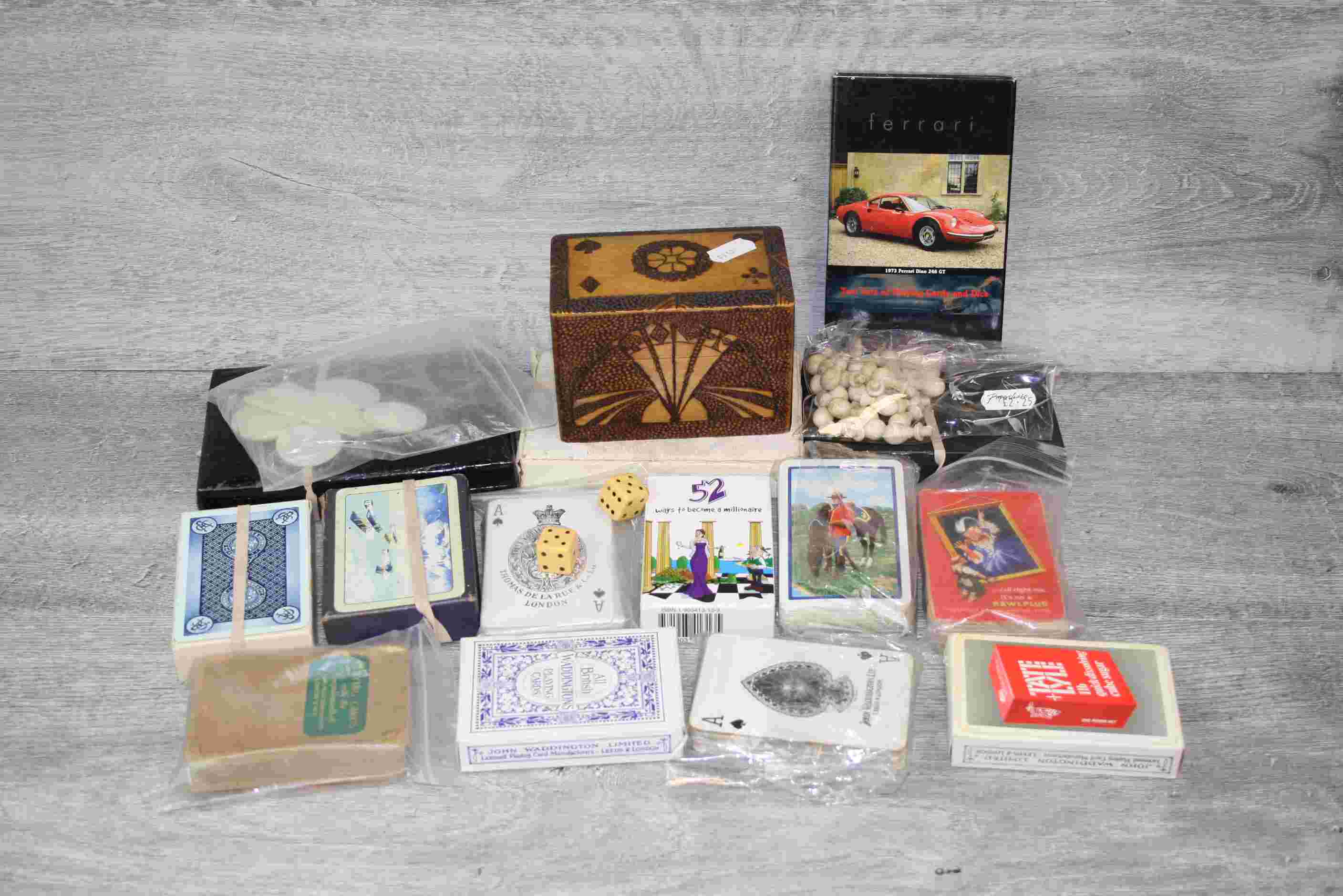 Collection of advertising playing cards, games pieces, mother-of-pearl gaming counters and a - Image 2 of 3