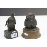 Bronzed Figure of a Penguin and a similar Falcon's Head