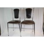 Set of Four Retro ' Tubmenager ' S A Ranger Chairs with Brown Vinyl Seats and Back and Tubular