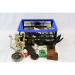 Various collectables to include crested ware plane, display hand, money boxes, ash trays etc