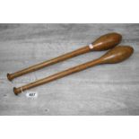 Pair of vintage Indian exercise clubs