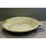 Large Victorian Enamel Dairy / Cream Panchon / Shallow Bowl with Pouring Spout, 93cms diameter