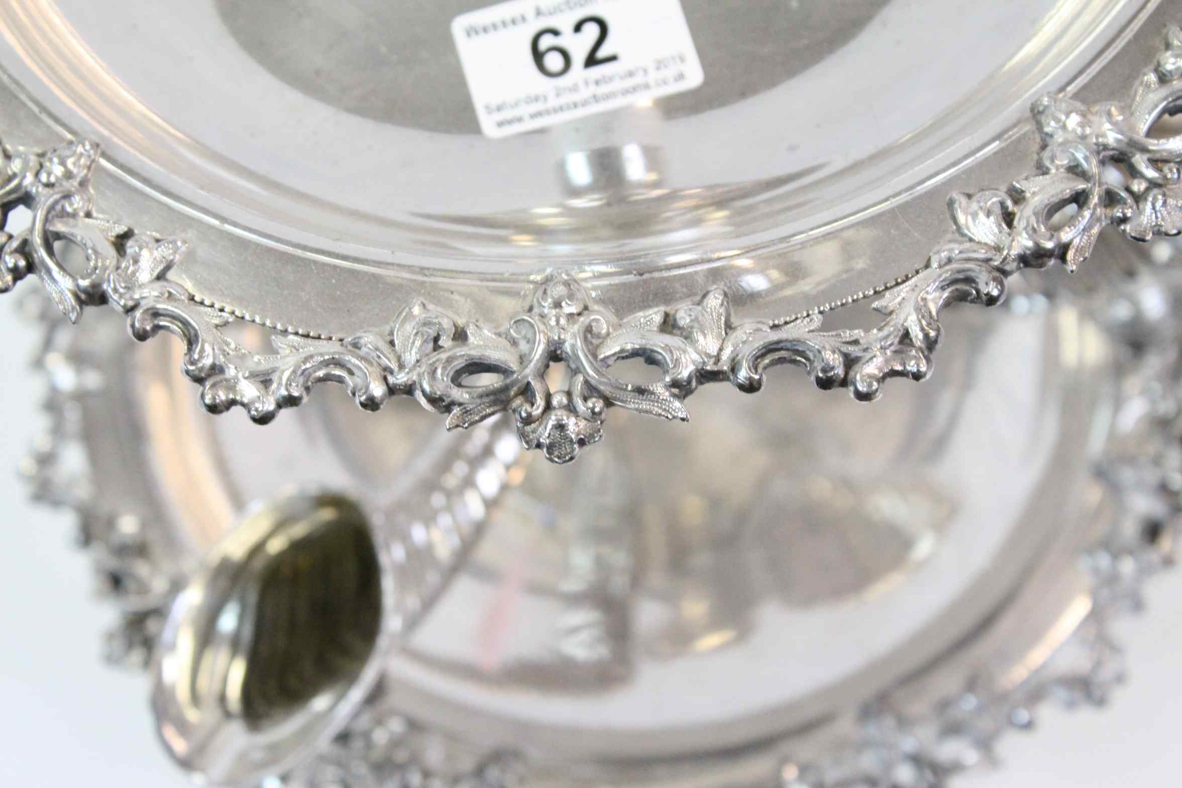 Silver plated three tier combination epergne fruit stand, three cornucopia branches forming the - Image 4 of 6