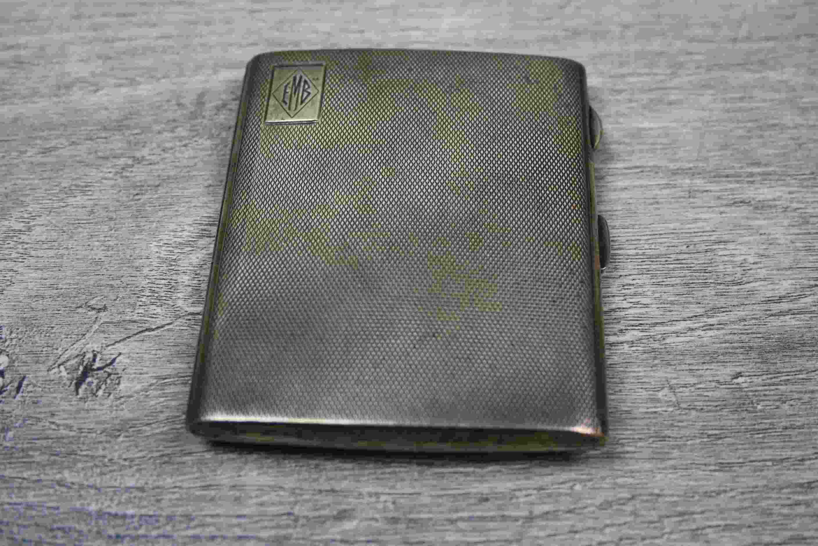 Silver cigarette case, engine turned decoration, initialled cartouche, makers E J Trevitt & Sons - Image 2 of 6
