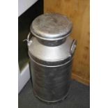 Vintage silvered twin handled lidded milk churn, United Dairies Wholesale Ltd, height