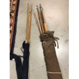 Two vintage split cane fishing rods