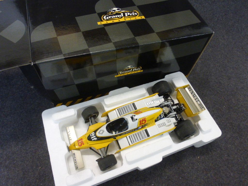 One boxed 1:18 Exoto Grand Prix Classics diecast model Renault Michelin Turbo No.15, vg condition