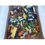 Collection of vintage play worn diecast models to include Matchbox Lesney and Corgi examples